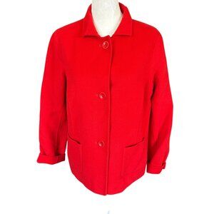 Talbots red collared long sleeve button down wool coat women's size 4